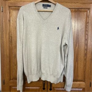 Ralph Lauren Men's Cream V-Neck Sweater